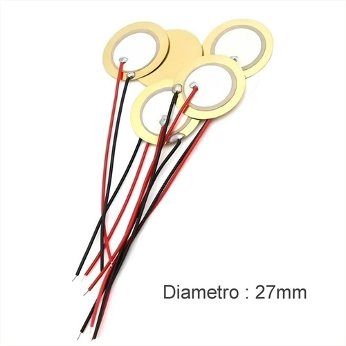 5 X Sensores Piezo Eléctrico, Diámetro 27mm, Proyectos Diy