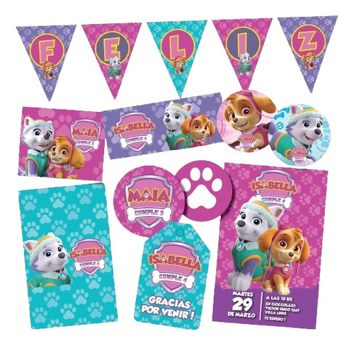 Kit Imprimible Personalizado Perrita Paw Patrol Skye Everest