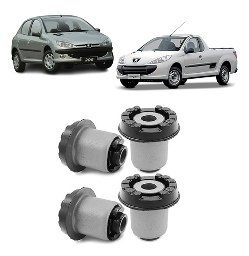 Kit 4 Buchas Eixo Quadro Traseiro Peugeot 206 1998 A 2010