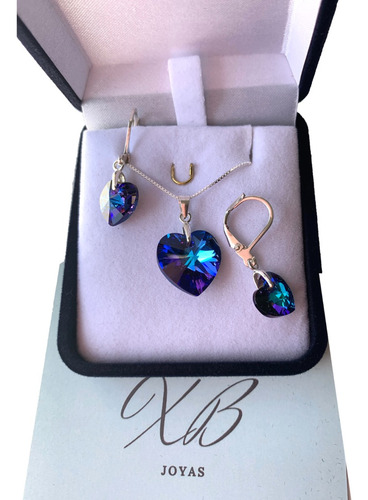 Joyas Fabricadas Con Cristal Swarov Elements Conjunto Plata