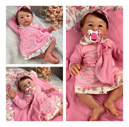 Boneca Bebe Reborn Artesanal Corpo Em Tecido Olhos Azuis
