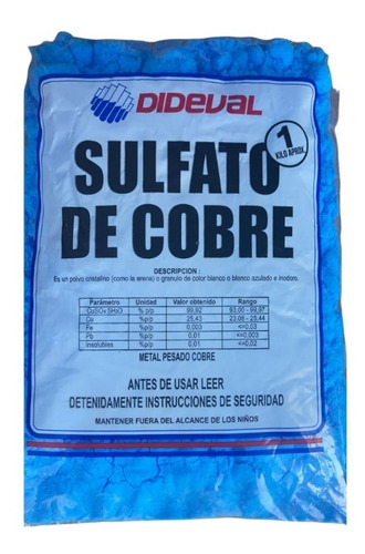 Sulfato De Cobre Alguicida Anti Hongos Para Piscinas 1 Kg