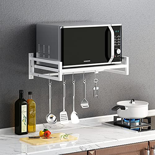Estante De Pared Para Microondas Con Ganchos Deslizables
