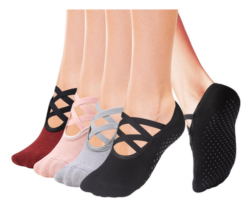 Calcetines De Yoga Antideslizantes Con Empuñaduras, Para