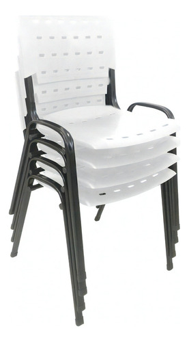Kit 4 Cadeiras Igreja Recepção Salão Escritorio LG Flex Cor Branco