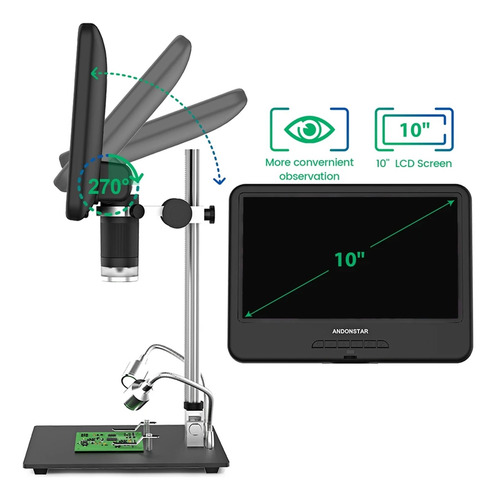 Microscópio Digital 1080p Pcb/smd Ajustável Lcd De 10,1