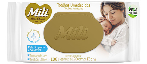 Toalhinhas Umedecidas Mili Love & Care 20 X 13 Cm D-pantenol