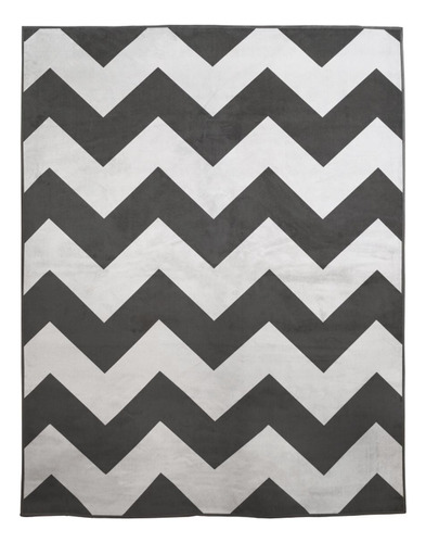 Tapete Belga Geométrico Des7 Chevron Branco Preto 1,40x2,00m