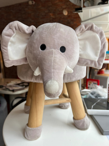Puff Elefante Animalito 35cm - Soporta Hasta 80kg Elefante Gris