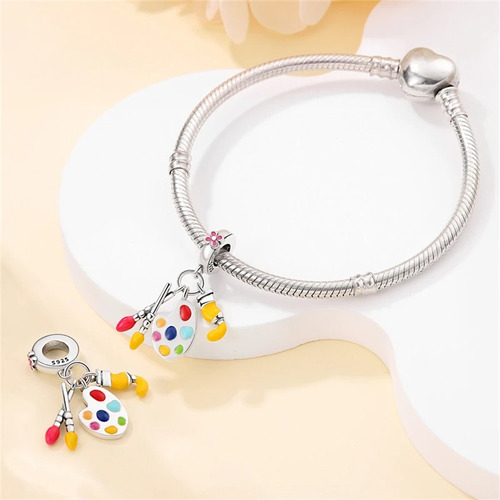 Tablero De Dibujo Charm Dije Plata 925 For Pulsera Pandor Color Cian