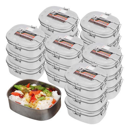 Fiambrera De Acero Inoxidable 3boxes Con Asa Para Almacenami