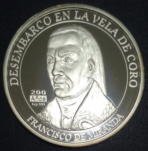 Imagen 2 de 3 de Moneda 200 Bolívares Desembarco Francisco De Miranda Plata