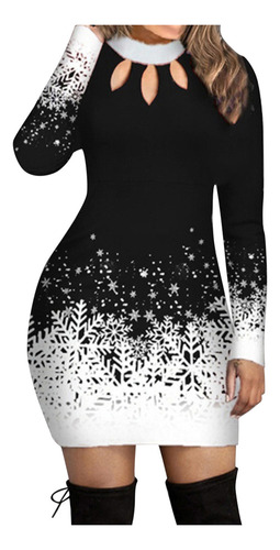 Vestido Z Para Mujer, De Navidad, Nieve, Sexy, Suave, Cuello