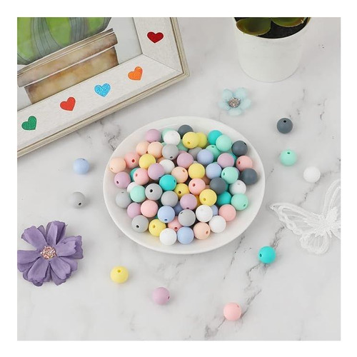 15 Mm 100pcs Cuentas Redondas De Silicona, Perlas De De Para