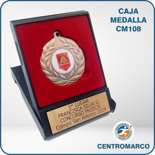 Galvano Tipo Caja Medalla Azul 12x8,5 Cm C/ Logo Y Grabado