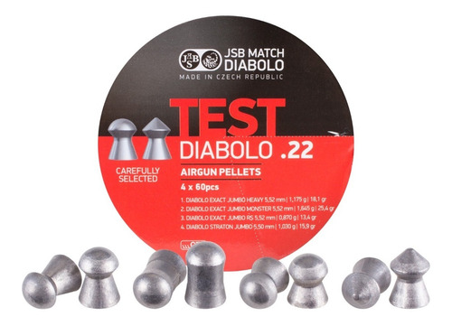 Municiones 4 En 1 Test Diabolo Jsb Match Cal.22(5.5mm) Xchw