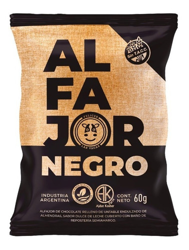 Alfajor Negro Vegano Felices Las Vacas 75gr - 3 Unidades