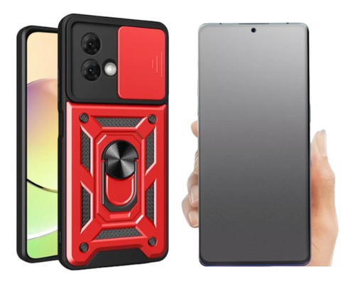 Funda Armor Con Anillo + Film Hidrogel Matte Para Moto G84