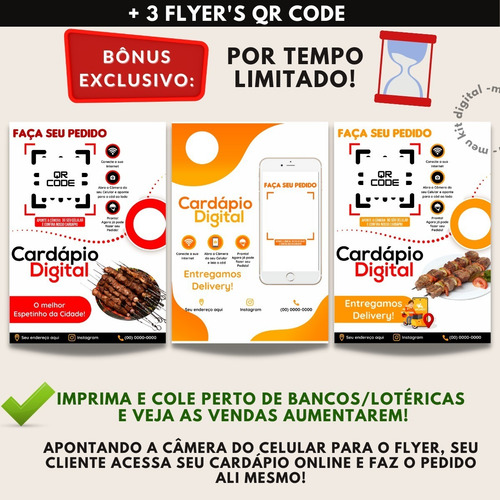 Cardápio Espetinho - Digital E Folha A4 P/ Impressão + Bônus