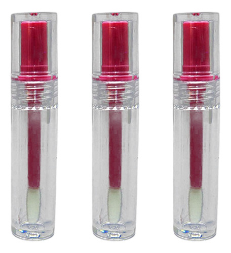 3x Tubos De Brillo De Labios 3ml Contenedores De Rosa Rosa