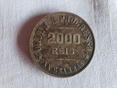 Antiga Moeda De 2000 Reis Xx Gramas Em Prata De Lei Ano 1907 (Usado)
