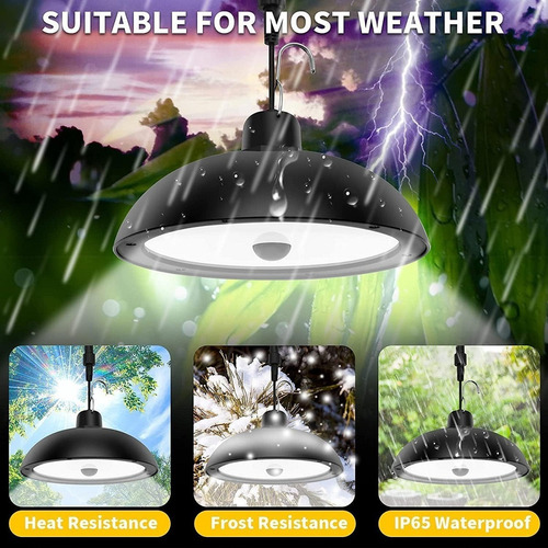 X2 Lampara Solar Doble Colgante Foco Solar Exterior Interior Negro