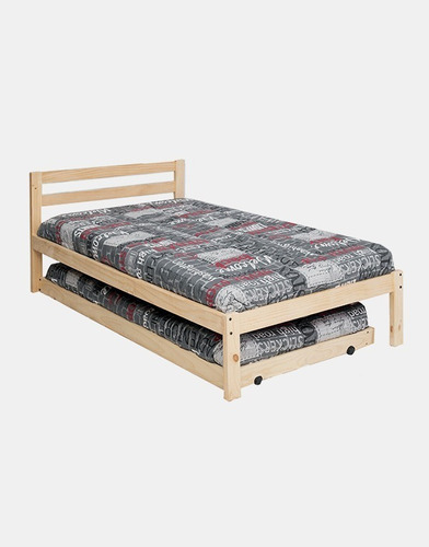 Cama Nido 1 Plaza En Madera Natural Incal