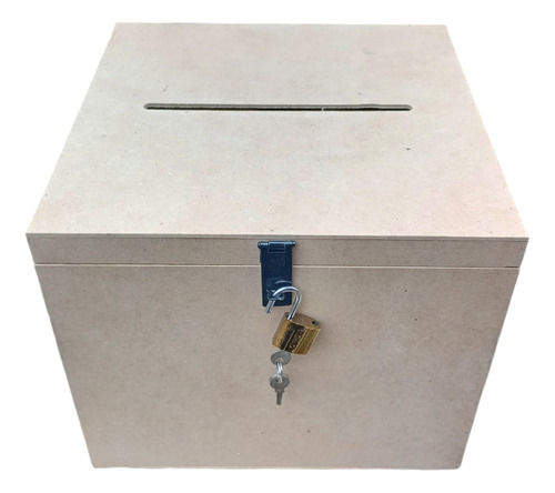 Urna Con Candado 20x20x20 Cm Mdf9mm, Tapa Con Bisagras