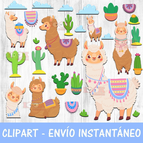 Kit Imagenes Png Clipart Digital Llama Alpaca Llamita Cactus