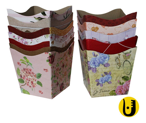Kit 10 Cachepôs Grandes Cores + 10 Cachepôs Grandes Estampas