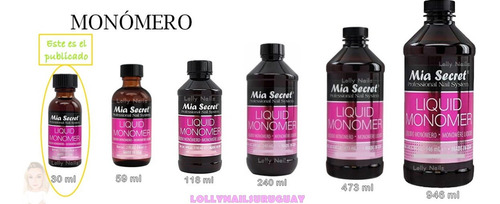 Monómero Mía Secret. Líquido Acrílico. Uñas Esculpidas. 30ml