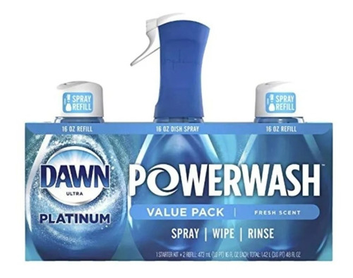 Imagen 1 de 2 de Dawn Platinum Powerwash Jabon En Espuma Para Platos 3pzas
