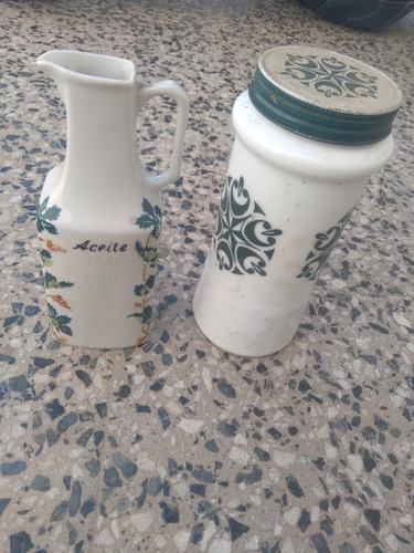 Set De Aceitero Y Frasco Multiuso De Porcelana