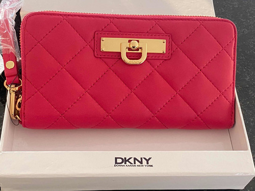 Dkny Billetera Cuero Genuino Nueva Original Traída De Usa