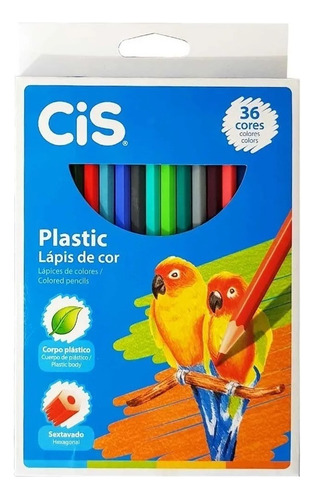 Lápis De Cor 36 Cores Plastic Cis Pintura Escolar Sextavado