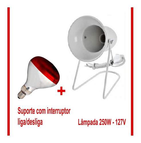 Imagem 3 de 9 de Kit Fisioterapia Suporte Infra + Lampada Ilumatel 250w 127v