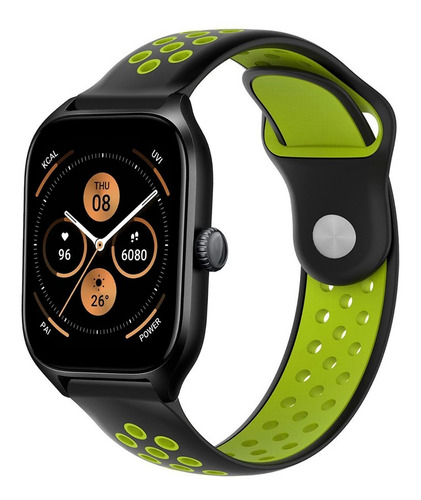 Correa Transpirable Premium Compatible Amazfit Gts 4 4 Mini Negro/verde 2 Cm