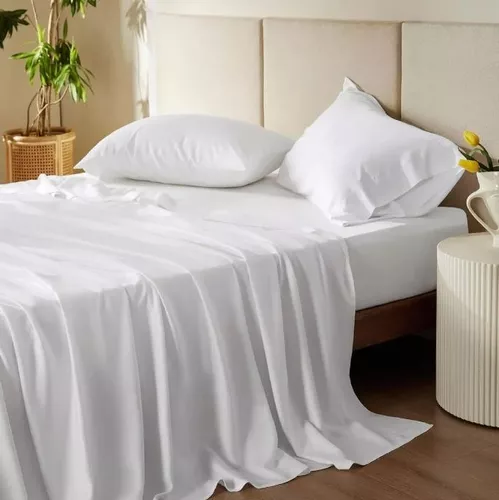 Juego de sábanas blancas 100% algodón para cama de 160 cm 4pz