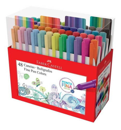 Caneta Ponta Fina Fine Pen 48 Cores Faber Castell