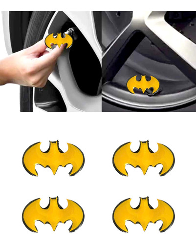 Tapon Valvula De Aire Logotipo Batman Color A Elegir 4pz