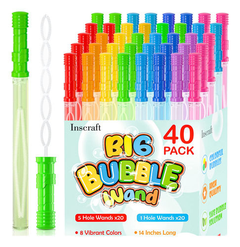 Paquete 40 Varitas Burbujas 14 8 Colores, Usos Verano/niños
