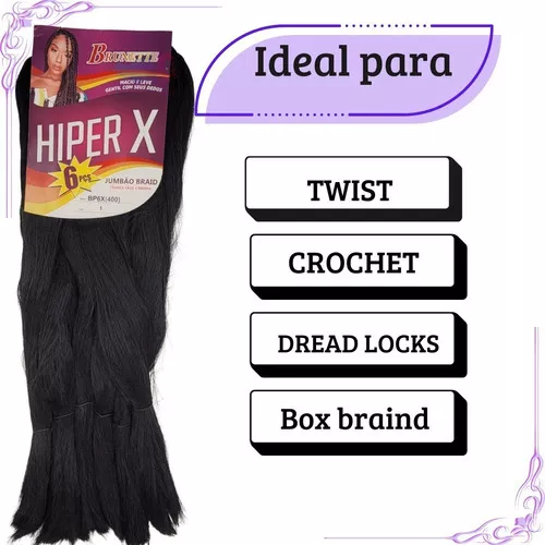 Jumbão Cabelo Jumbo Hiperx 400 Gramas Box Braids Trança