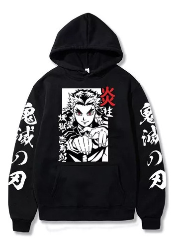 Buzo Canguro Estampada Demon Slayer Kyojuro Rengoku Infantil