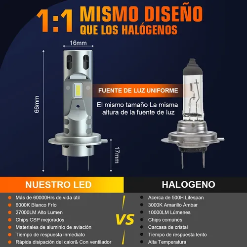 H7 Led Kit De Faros Bajos / Laterales 11000lm 6000k