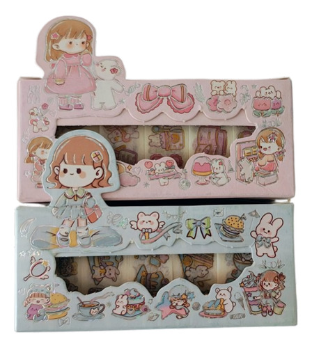 24 Washi Tape - 4 Cajas Mixto Washi Tape Kawaii Journal Variado Figuras