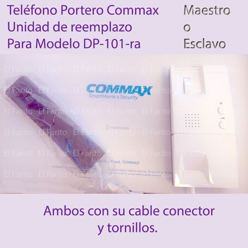 Portero Commax Repuesto Para Dp-101 Ra Maestro O Esclavo.