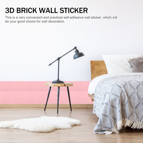 A 10 Pegatinas De Pared De Ladrillo 3d Rosa Impermeable