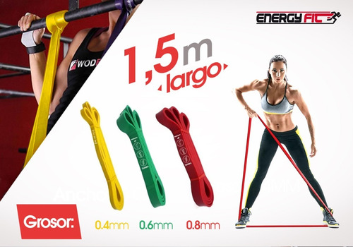 Imagen 8 de 9 de Kit 3 Bandas Elasticas Dominadas Gym Medium + Hard + X Hard