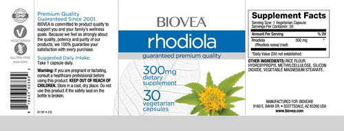 Imagem 2 de 4 de Rhodiola Importada, Biovea, 300mg - 30 Caps