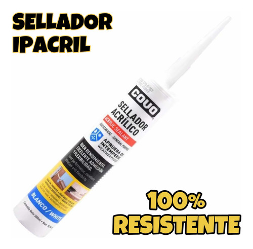 Sellador Ipacril Acrilico Blanco 100% Resistente Intemperie 